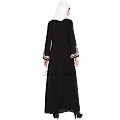 Front open embroidery abaya- Black Front open embroidery abaya- Black
